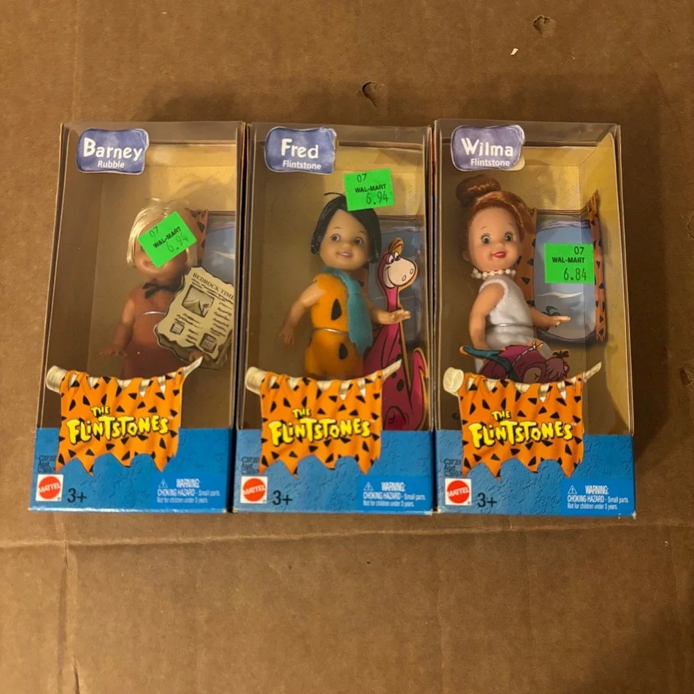 Mattel Kelly The Flintstones Doll Set Fred Wilma Barney Rubble 2003 C3697 NIB